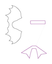 Load image into Gallery viewer, Bat ITH Bow (4x4 & 5x7 sizes included) machine embroidery design DIGITAL DOWNLOAD