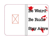Load image into Gallery viewer, Be weird notebook cover (2 sizes available) machine embroidery design DIGITAL DOWNLOAD