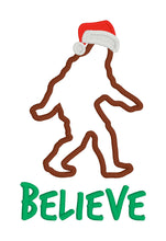 Load image into Gallery viewer, Believe Bigfoot Santa Applique machine embroidery design DIGITAL DOWNLOAD