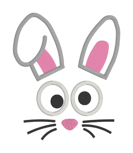 Bunny face applique machine embroidery design (5 sizes included) DIGITAL DOWNLOAD