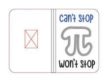 Load image into Gallery viewer, Can't stop won't stop Pi applique notebook cover (2 sizes available) machine embroidery design DIGITAL DOWNLOAD