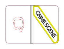 Load image into Gallery viewer, Crime Scene applique ITH notebook cover (2 sizes available) machine embroidery design DIGITAL DOWNLOAD