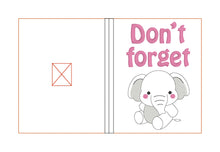 Load image into Gallery viewer, Don't forget elephant notebook cover (2 sizes available) machine embroidery design DIGITAL DOWNLOAD