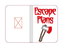 Load image into Gallery viewer, Escape plans applique notebook cover (2 sizes available) machine embroidery design DIGITAL DOWNLOAD
