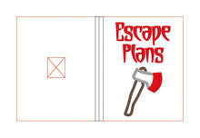 Load image into Gallery viewer, Escape plans applique notebook cover (2 sizes available) machine embroidery design DIGITAL DOWNLOAD