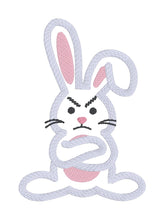 Load image into Gallery viewer, Grumpy Bunny applique embroidery design (5 sizes included) DIGITAL DOWNLOAD