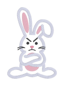 Grumpy Bunny applique embroidery design (5 sizes included) DIGITAL DOWNLOAD