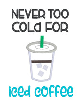 Load image into Gallery viewer, Iced Coffee appliqué machine embroidery design (4 sizes available) DIGITAL DOWNLOAD
