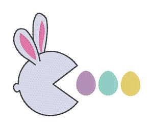 Pac-Bunny embroidery design (5 sizes included) DIGITAL DOWNLOAD