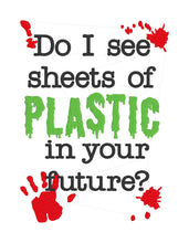 Load image into Gallery viewer, Do I see sheets of plastic in your future machine embroidery design (4 sizes included) DIGITAL DOWNLOAD