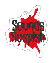 Load image into Gallery viewer, Sounds Suspish Bookmark 4x4 machine embroidery design DIGITAL DOWNLOAD