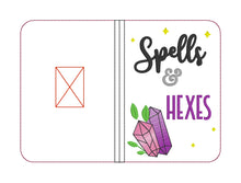 Load image into Gallery viewer, Spells and Hexes notebook cover (2 sizes available) machine embroidery design DIGITAL DOWNLOAD