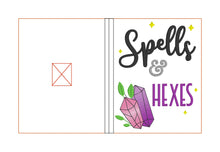 Load image into Gallery viewer, Spells and Hexes notebook cover (2 sizes available) machine embroidery design DIGITAL DOWNLOAD