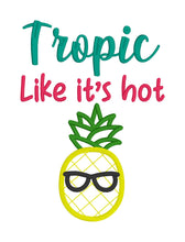 Load image into Gallery viewer, Tropic like it's hot applique machine embroidery design (4 sizes included) DIGITAL DOWNLOAD