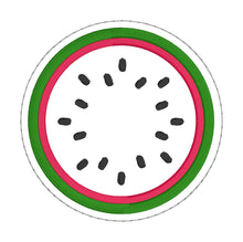 Load image into Gallery viewer, Watermelon Coaster set of 2 designs 4x4 machine embroidery design DIGITAL DOWNLOAD