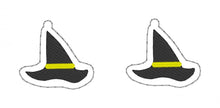 Load image into Gallery viewer, Witch Hat Earrings ITH machine embroidery design DIGITAL DOWNLOAD