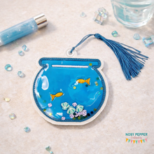 Load image into Gallery viewer, Fish Bowl applique shaker bookmark/ornament/bag tag machine embroidery design DIGITAL DOWNLOAD