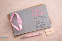 Load image into Gallery viewer, Don't forget elephant notebook cover (2 sizes available) machine embroidery design DIGITAL DOWNLOAD