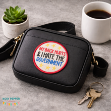 Load image into Gallery viewer, My Back Hurts patch (2 sizes included) machine embroidery design DIGITAL DOWNLOAD