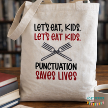 Load image into Gallery viewer, Punctuation Saves Lives machine embroidery design (4 sizes included) DIGITAL DOWNLOAD