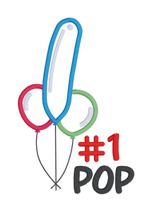#1 Pop applique machine embroidery design (4 sizes included) DIGITAL DOWNLOAD