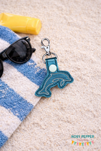 Load image into Gallery viewer, Dolphin Minimalist Snap tab (Single and Multi files included) machine embroidery design DIGITAL DOWNLOAD