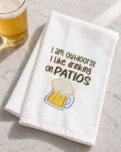 Load image into Gallery viewer, I'm outdoorsy. I like drinking on patios beer applique version (4 sizes included) machine embroidery design DIGITAL DOWNLOAD