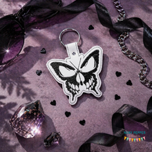 Load image into Gallery viewer, Sketchy Butterfly skull full snap tab Single and multi file included machine embroidery design DIGITAL DOWNLOAD