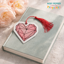 Load image into Gallery viewer, Heart sketchy Bookmark/bag tag/ornament 4x4 machine embroidery design DIGITAL DOWNLOAD