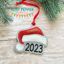 Load image into Gallery viewer, 2023 Santa applique ornament/bookmark/bag tag machine embroidery file DIGITAL DOWNLOAD