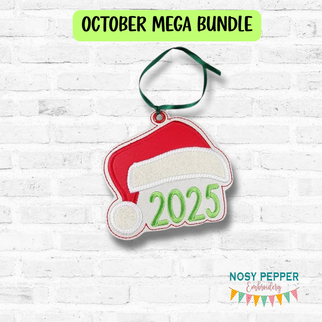 Santa 2025 ornament machine embroidery design DIGITAL DOWNLOAD