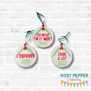F 2025 ornament set (set of 3 designs) machine embroidery design DIGITAL DOWNLOAD