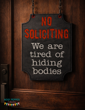 Load image into Gallery viewer, No Soliciting ITH Sign – Machine Embroidery Design (4 Sizes Included) Digital Download