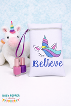 Load image into Gallery viewer, Unicorn Believe ITH bag 5 sizes available machine embroidery design DIGITAL DOWNLOAD