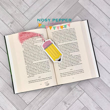 Load image into Gallery viewer, Pencil Applique bookmark/bag tag/ornament machine embroidery file DIGITAL DOWNLOAD