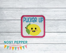 Load image into Gallery viewer, Pucker Up patch machine embroidery design (2 sizes included) DIGITAL DOWNLOAD