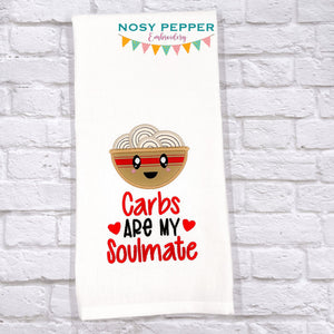 Carbs Are My Soul Mate machine embroidery design (4 sizes included) DIGITAL DOWNLOAD