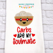 Load image into Gallery viewer, Carbs Are My Soul Mate machine embroidery design (4 sizes included) DIGITAL DOWNLOAD