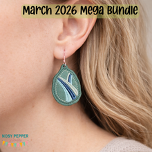 Load image into Gallery viewer, Wave ITH earrings machine embroidery design DIGITAL DOWNLOAD
