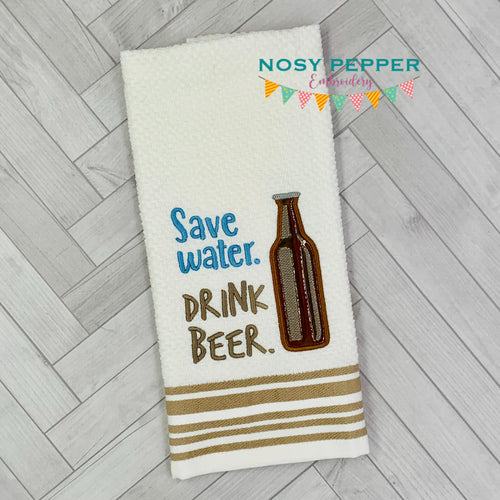 Save Water Applique machine embroidery design (5 sizes included) DIGITAL DOWNLOAD