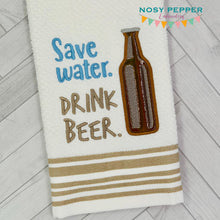 Load image into Gallery viewer, Save Water Applique machine embroidery design (5 sizes included) DIGITAL DOWNLOAD