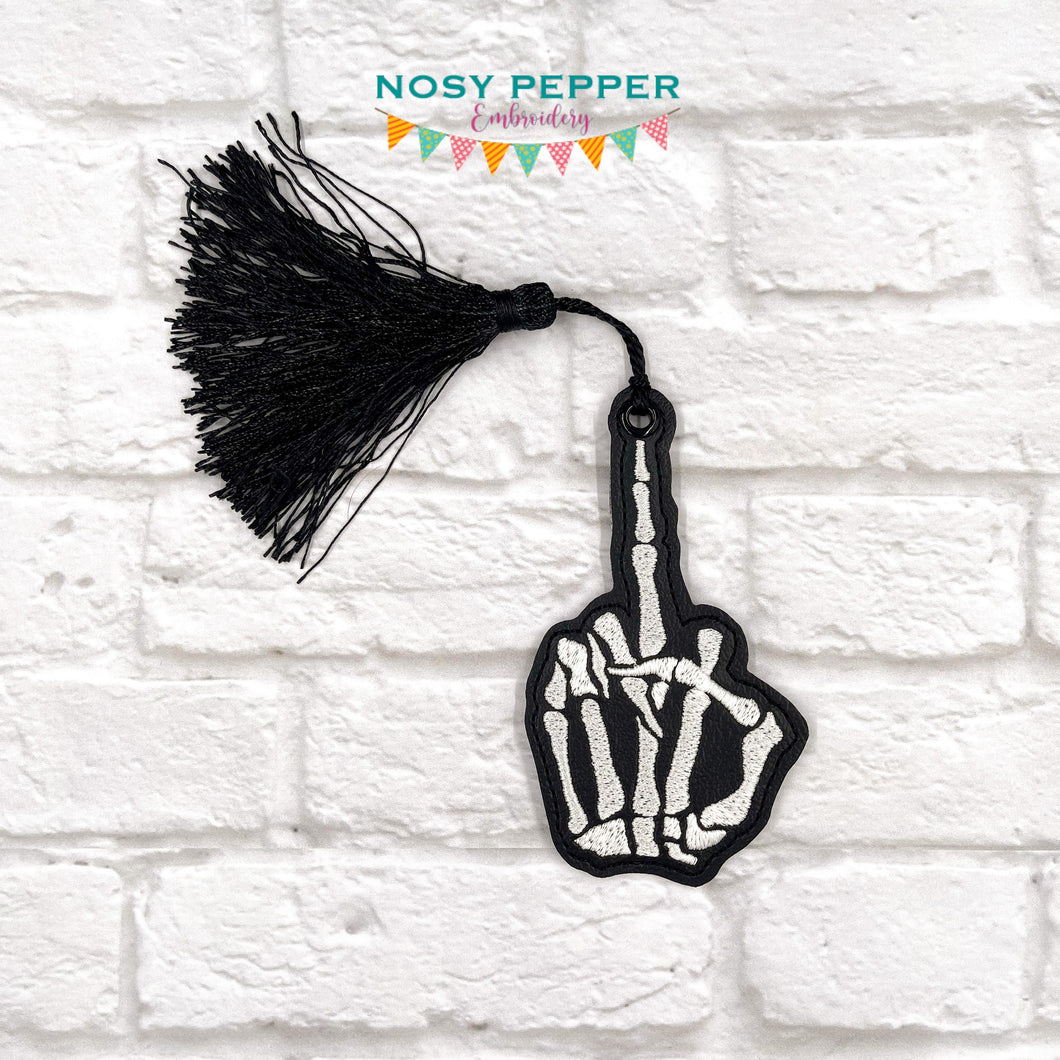 Middle Finger Skeleton bookmark machine embroidery file DIGITAL DOWNLOAD