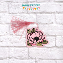 Load image into Gallery viewer, Peony bookmark machine embroidery file DIGITAL DOWNLOAD