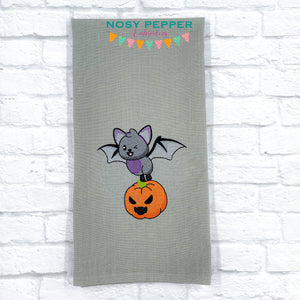 Pumpkin Bat machine embroidery design (4 sizes included) DIGITAL DOWNLOAD