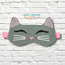 Load image into Gallery viewer, Cat Sleep Mask machine embroidery design (2 sizes included) DIGITAL DOWNLOAD