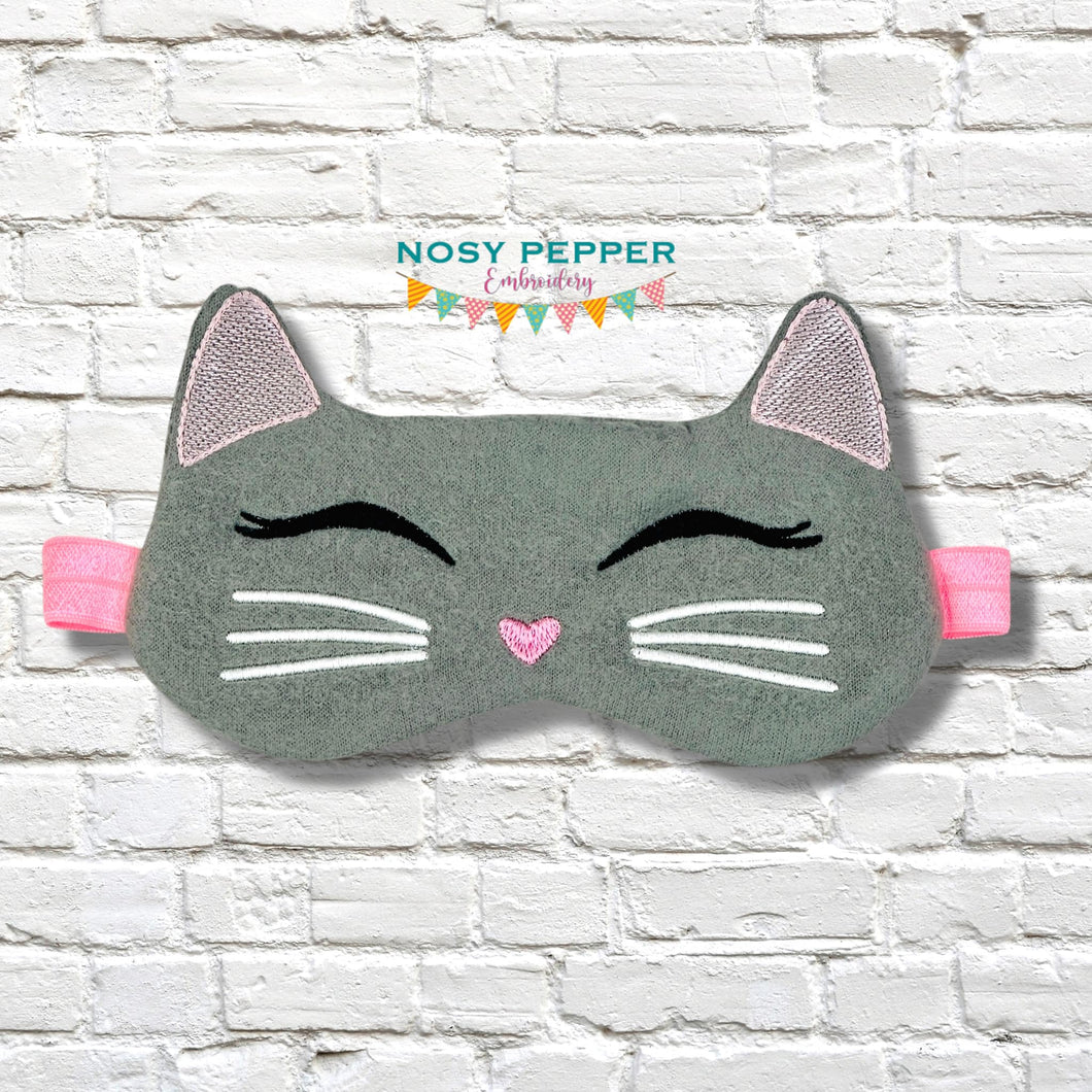 Cat Sleep Mask machine embroidery design (2 sizes included) DIGITAL DOWNLOAD
