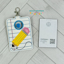 Load image into Gallery viewer, Pencil Notebook teacher card case machine embroidery design 5x7 hoop (2 designs in 2 versions included) DIGITAL DOWNLOAD