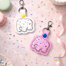 Load image into Gallery viewer, Elephant Cracker Snap tab (single and multi file included) machine embroidery design DIGITAL DOWNLOAD