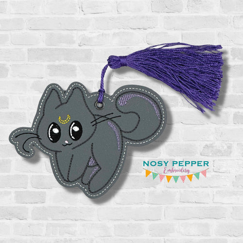 Moon Kitty bookmark/bag tag/ornament machine embroidery file DIGITAL DOWNLOAD
