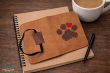 Load image into Gallery viewer, Paw applique Notebook cover (2 sizes available) machine embroidery design DIGITAL DOWNLOAD